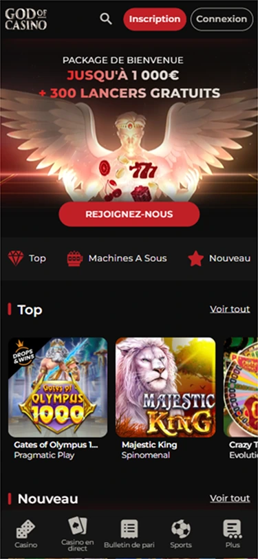 Package bienvenue casino 1000€ + 300 lancers gratuits ange ailes 777 dés promotion rejoignez-nous.