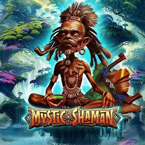 Slot Mystic Shaman casino, chamane tribal masques tambour, machine à sous thème jungle tribal.