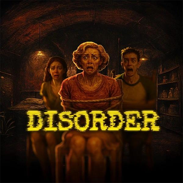 Slot Disorder casino, femme rousse sombre mystérieux, machine à sous ambiance thriller suspense.