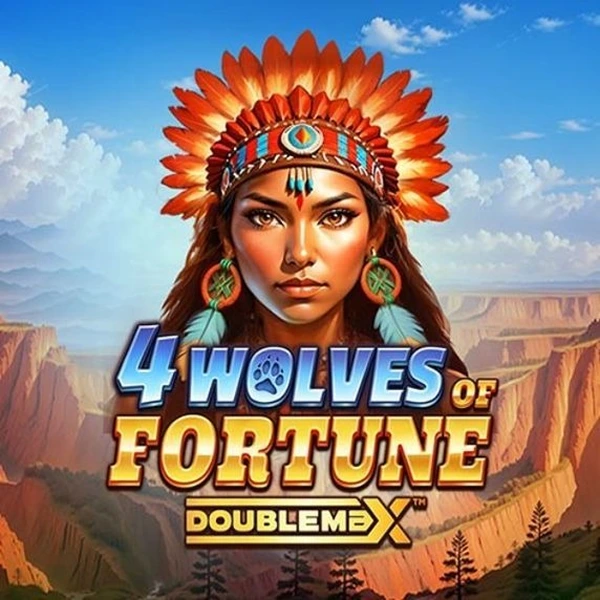 Slot 4 Wolves of Fortune Doublemax, loups guerrière amérindienne, machine à sous thème western.